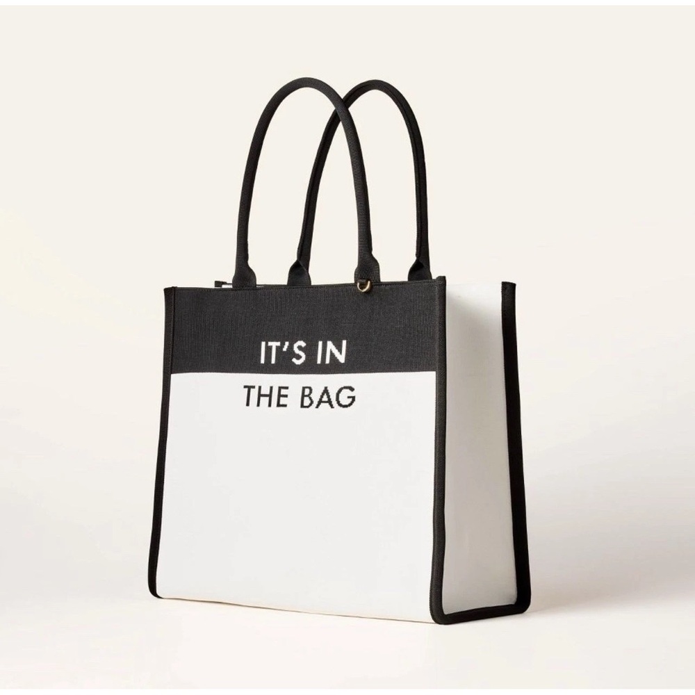 Kate Spade New York x Target Color Block Knit Tote “Its in the Bag” Black/White - Picture 2 of 8